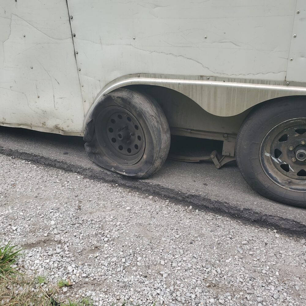 Storage Trailer Flat tire, East of Indianapolis