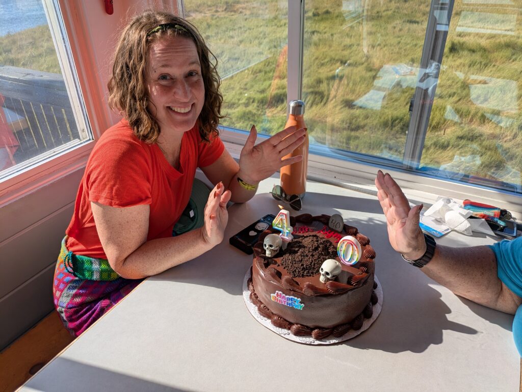 Amber with her birthday cake